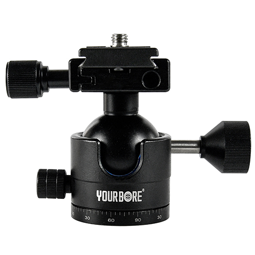 Στήριγμα τριπόδου σκοποβολής με κλειστό όπλο διπλής γνάθου με τρύπες βιδών ράγας οδηγού Arca, βραχίονας κεφαλής μπάλας τριπόδου